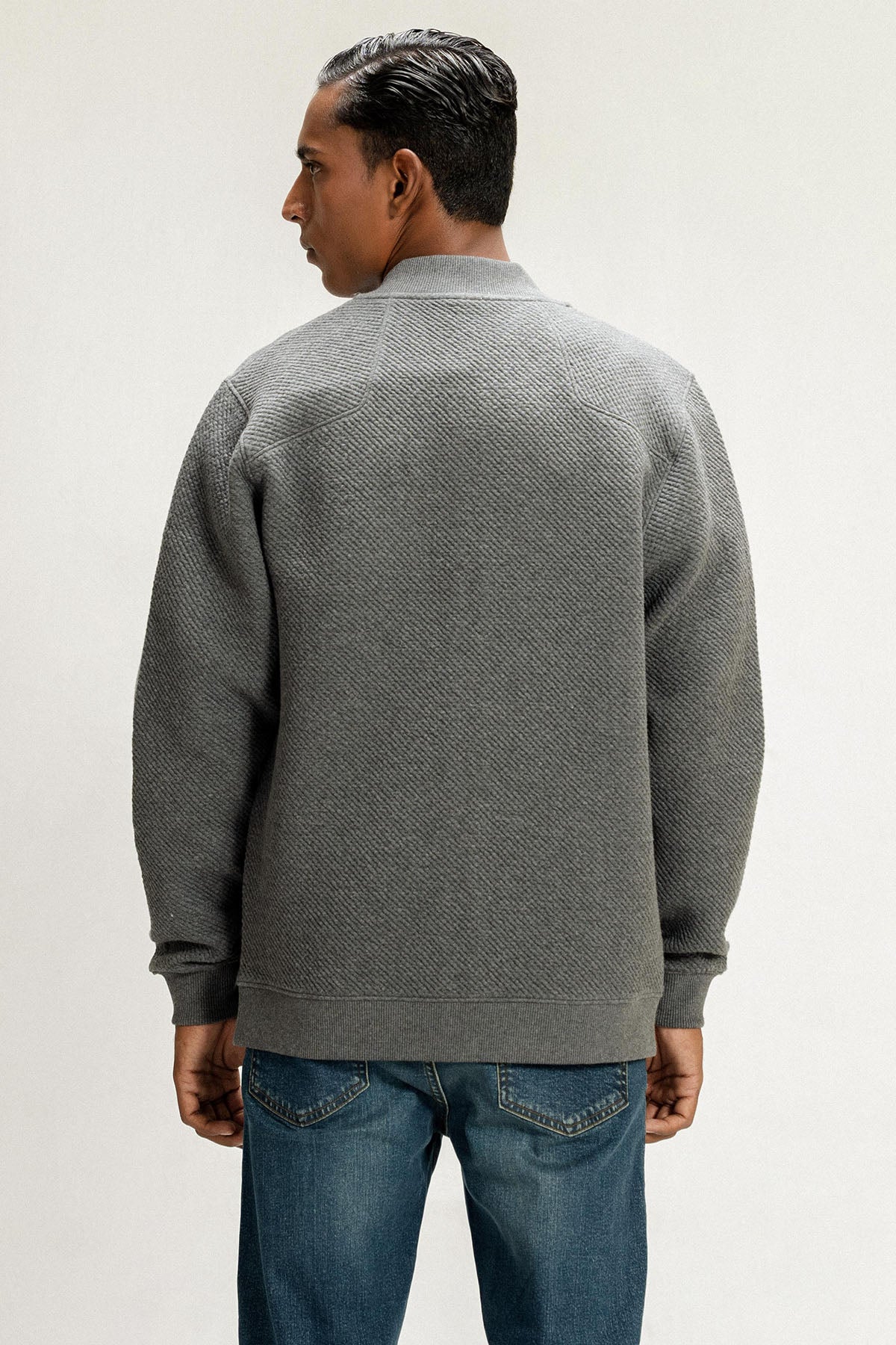 TEXTURED LUXE POCKET ZIP UP JACKET