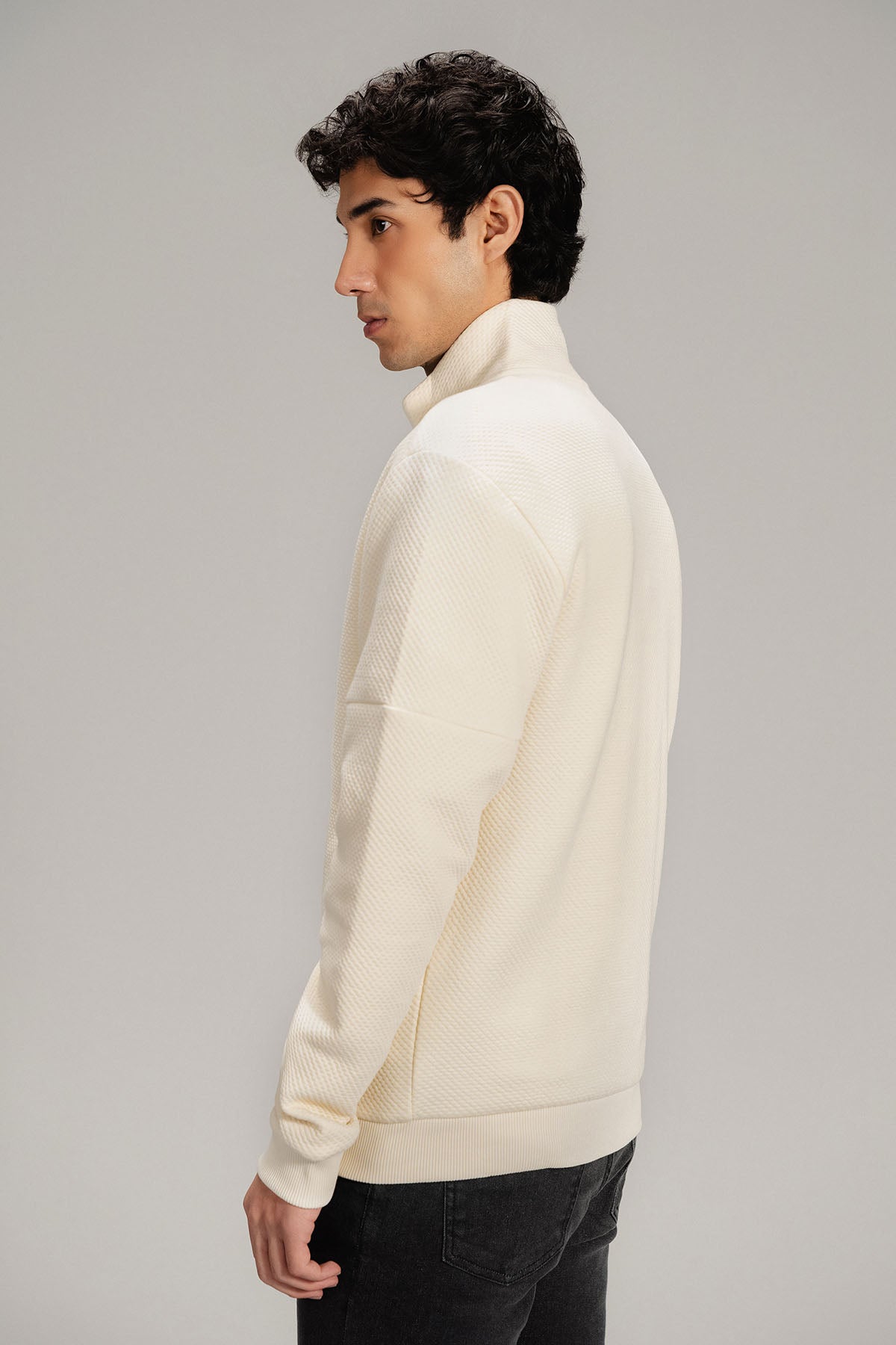 TEXTURED LUXE ZIP UP JACKET