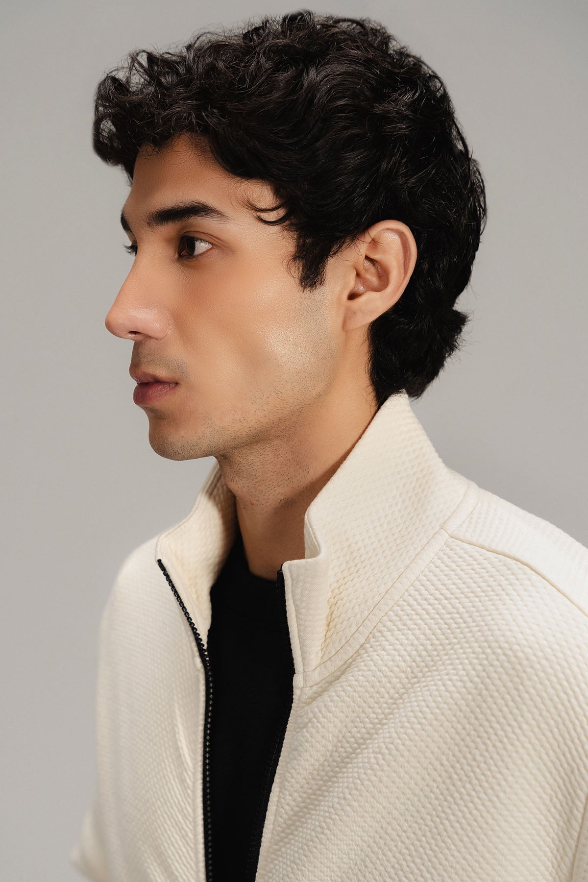 TEXTURED LUXE ZIP UP JACKET