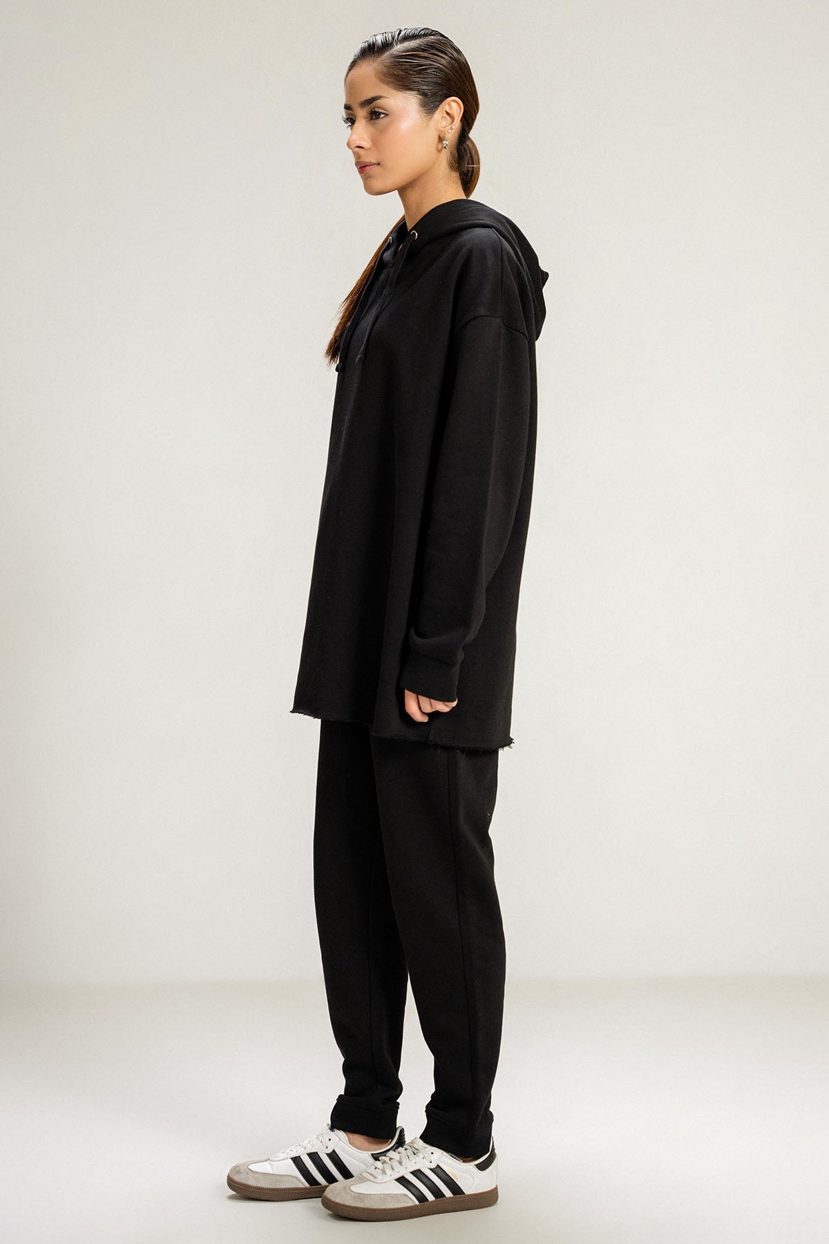 OVERSIZED LONG HOODIE - PIMA FLEECE
