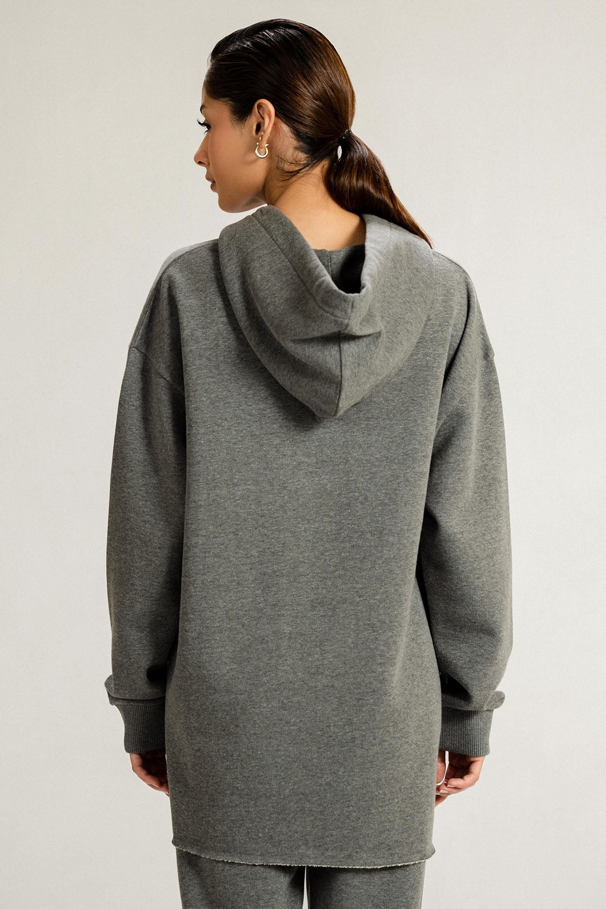 OVERSIZED LONG HOODIE - PIMA FLEECE