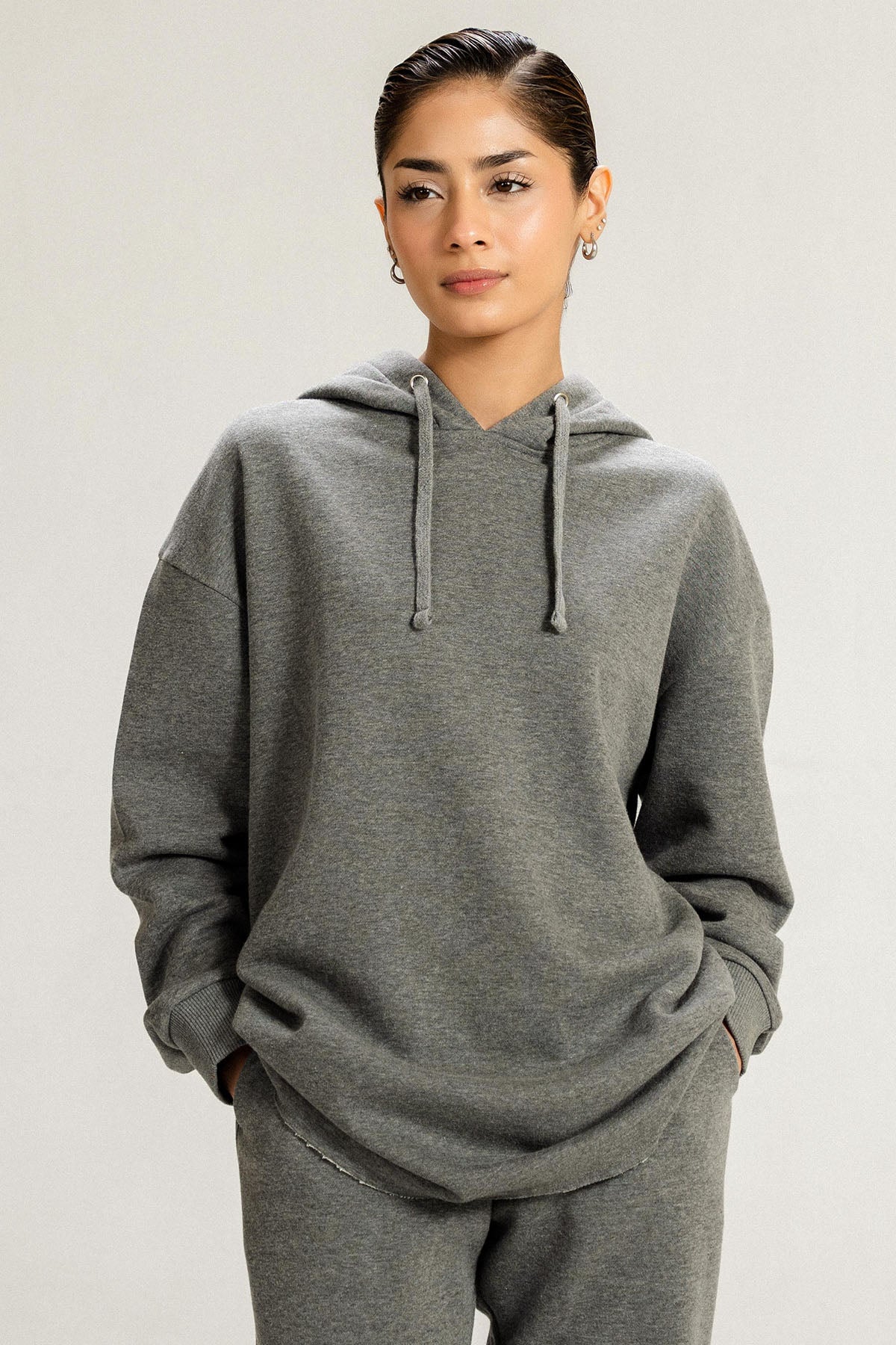 OVERSIZED LONG HOODIE - PIMA FLEECE