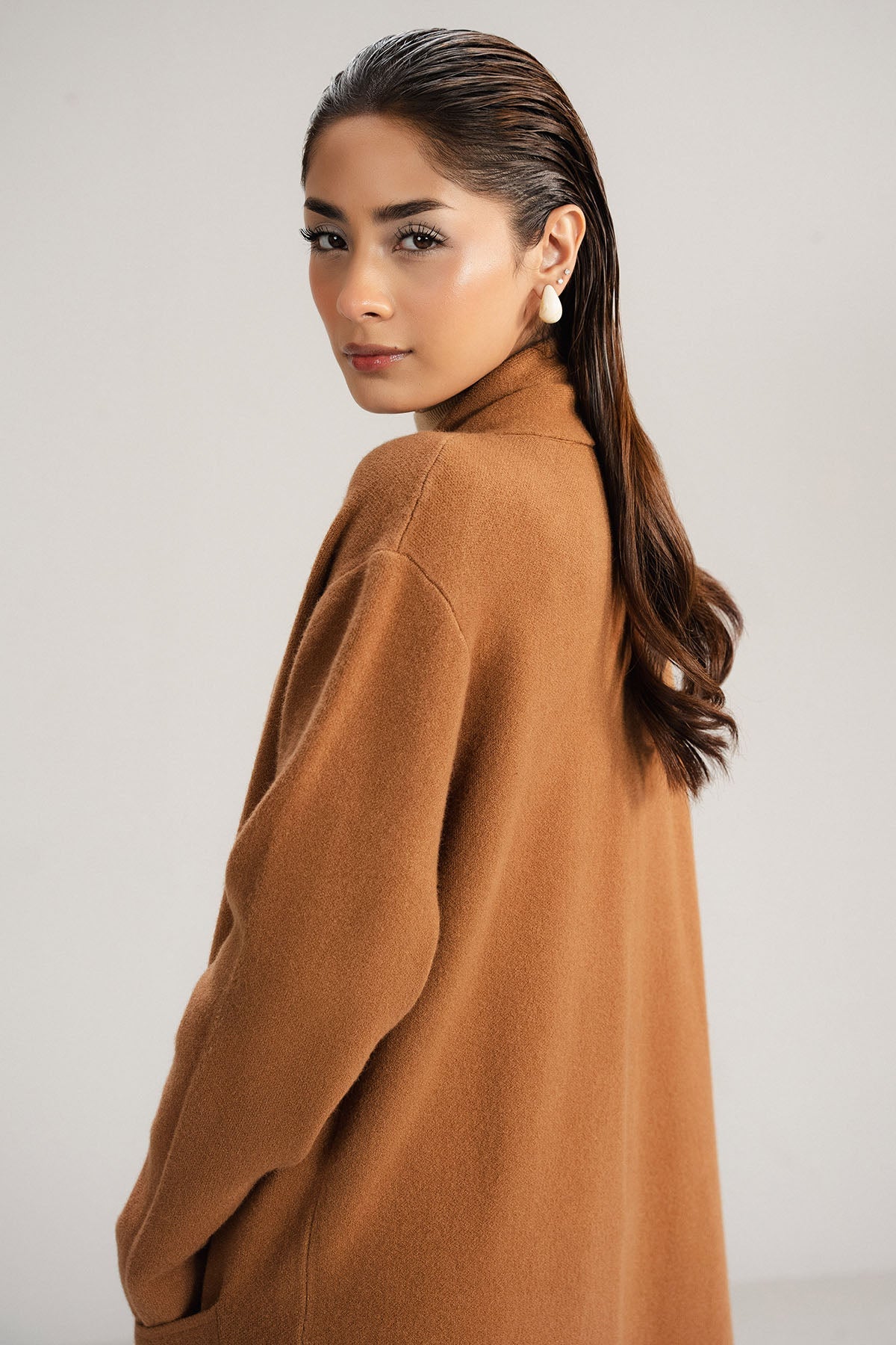 TAN CARDIGAN - KNIT WEAR