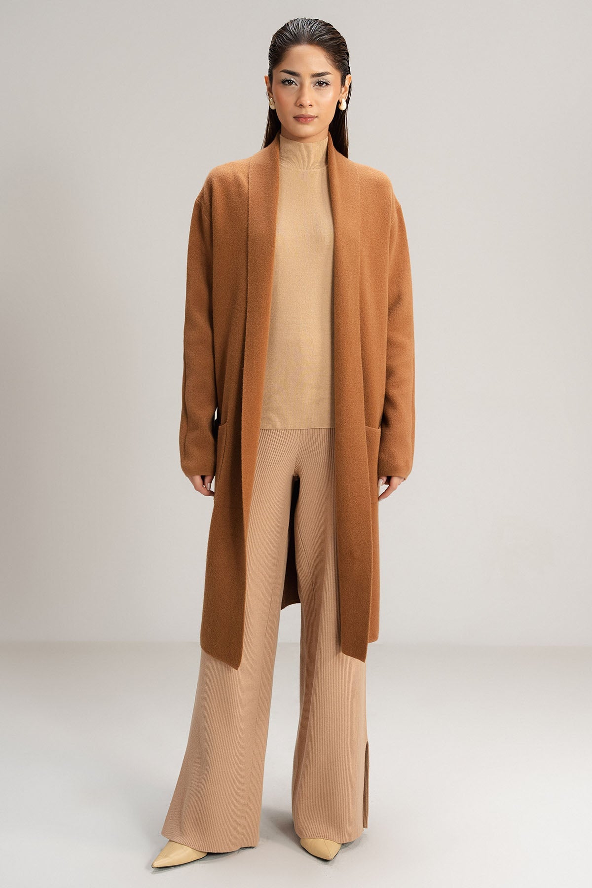 TAN CARDIGAN - KNIT WEAR