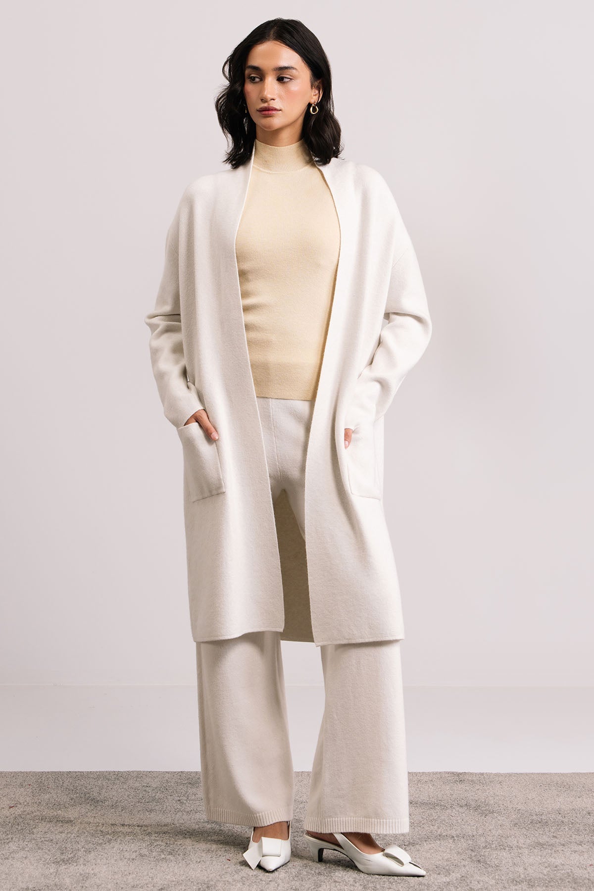 POWDER WHITE CARDIGAN - KNIT WEAR