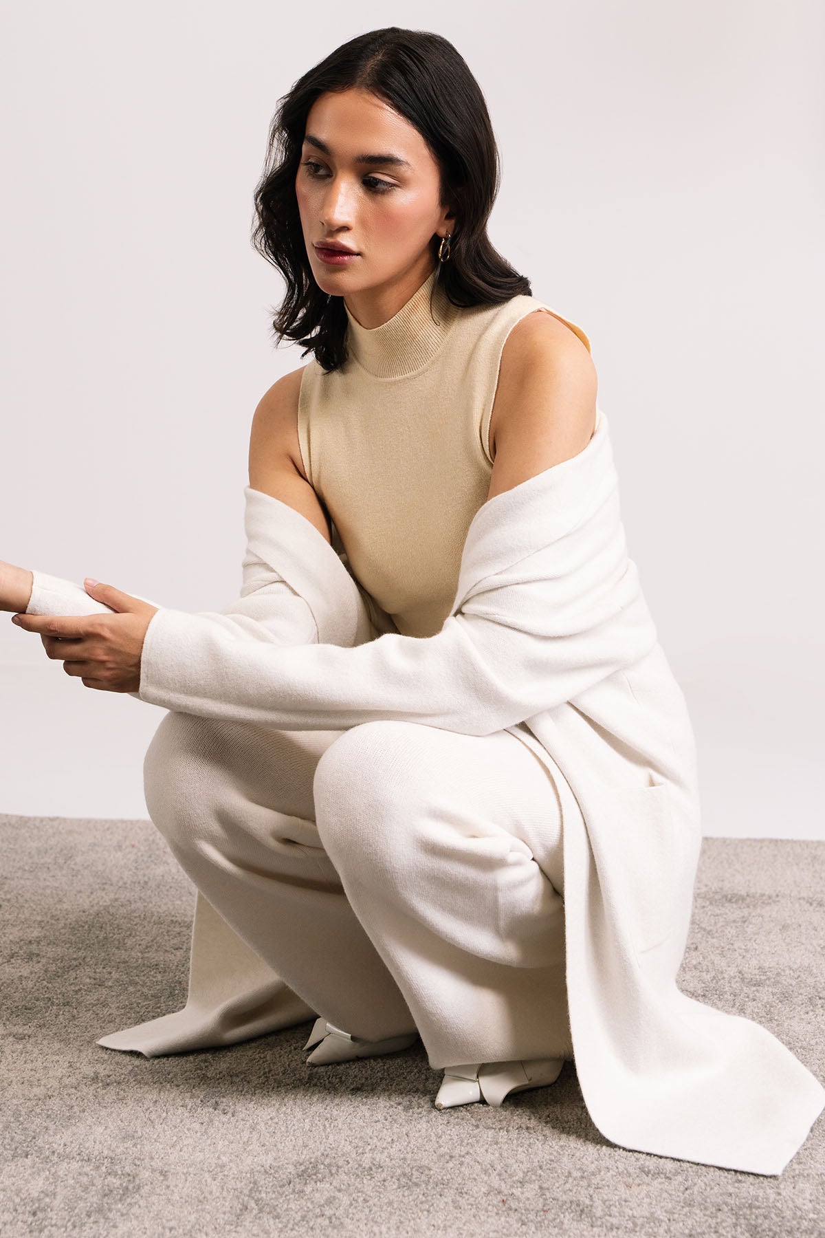 POWDER WHITE CARDIGAN - KNIT WEAR