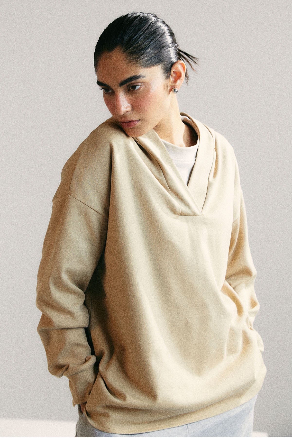OPEN PLACKET PULLOVER HOODIE