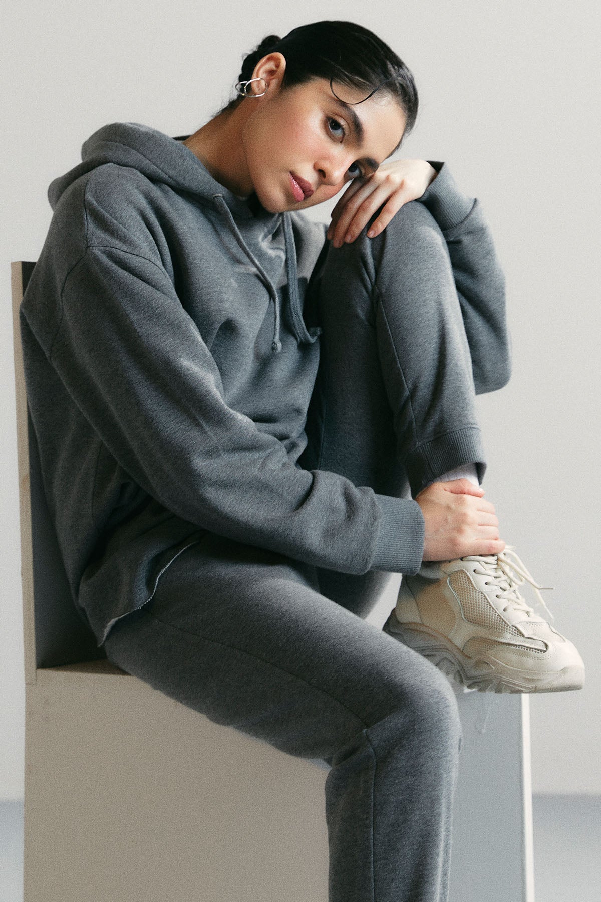 OVERSIZED LONG HOODIE - PIMA FLEECE