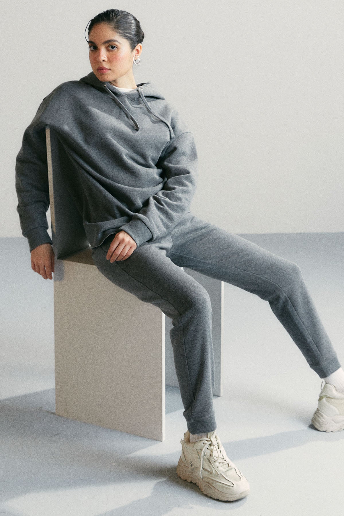 OVERSIZED LONG HOODIE - PIMA FLEECE