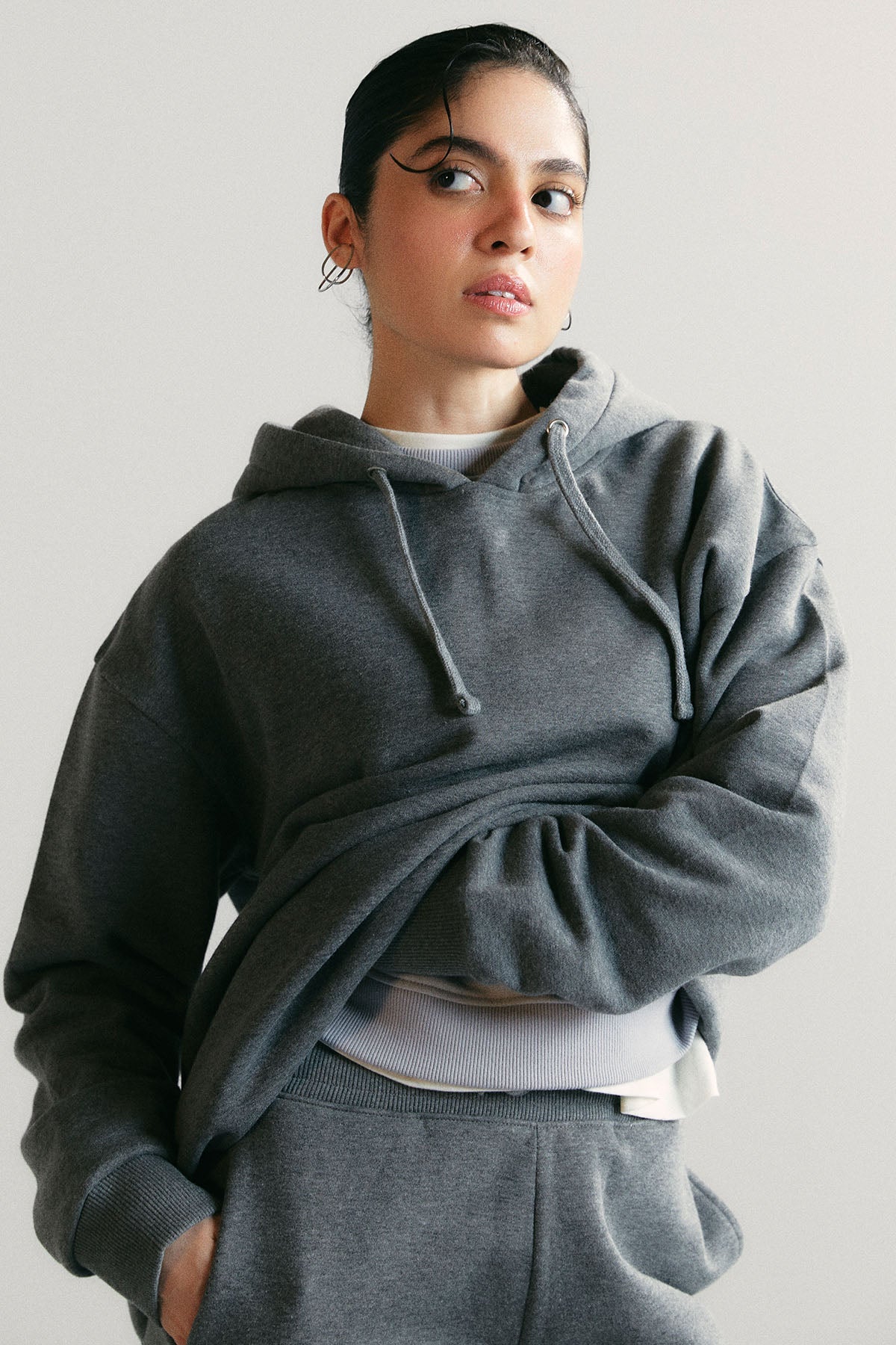OVERSIZED LONG HOODIE - PIMA FLEECE