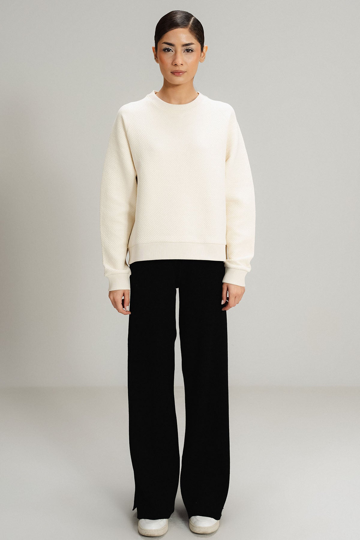 BLACK WIDE LEG PANTS - KNIT WEAR