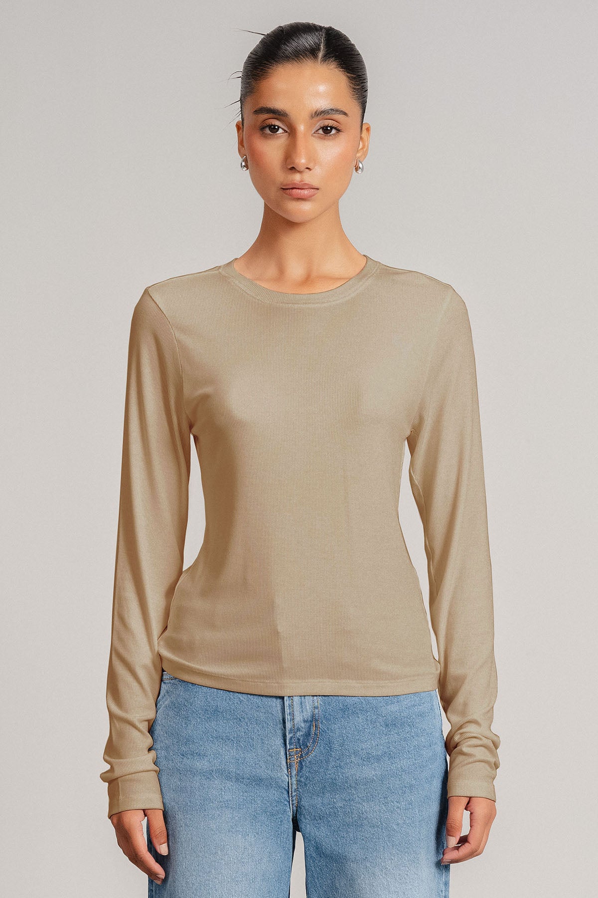 LONG SLEEVE RIBBED T-SHIRT