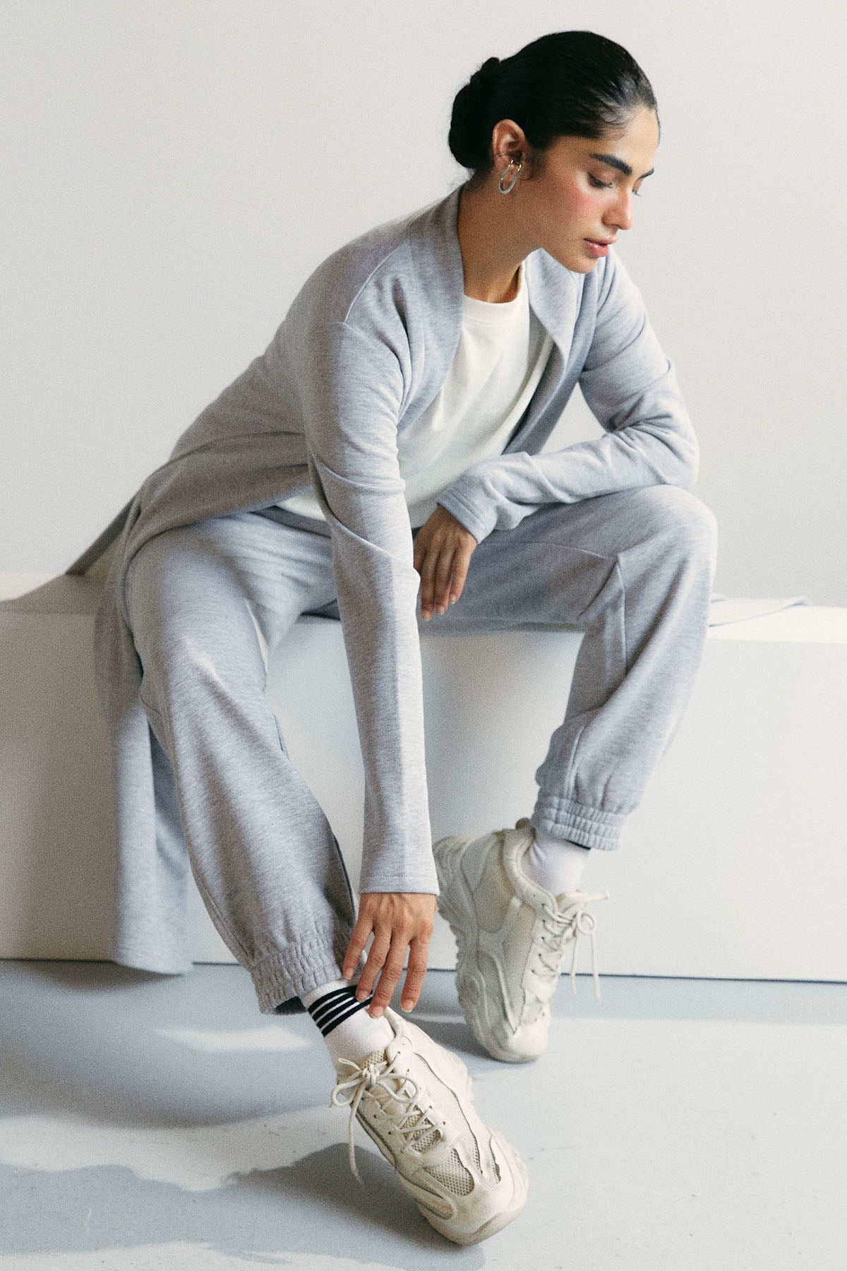 BASIC LONG CARDIGAN - PIMA TERRY