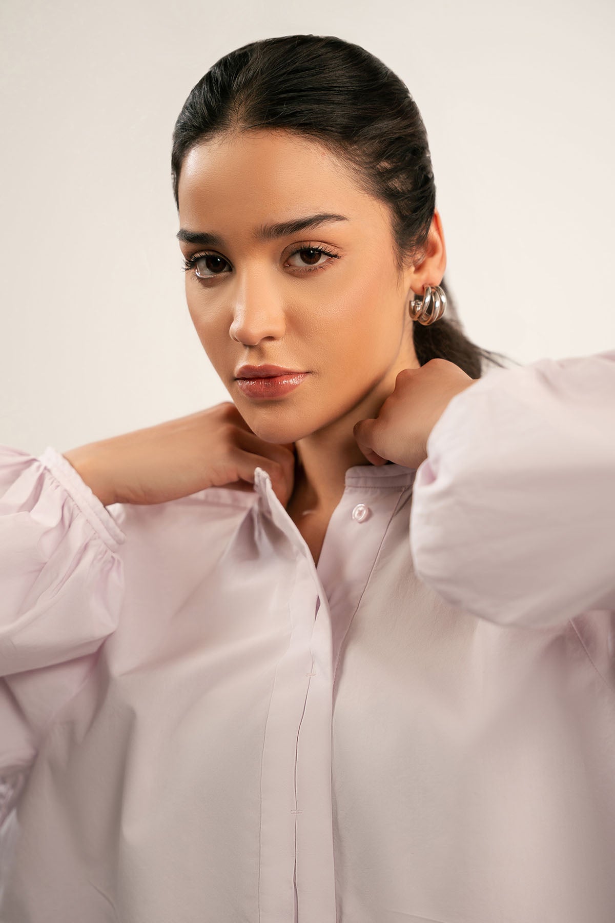 BALLOON SLEEVE POPLIN SHIRT