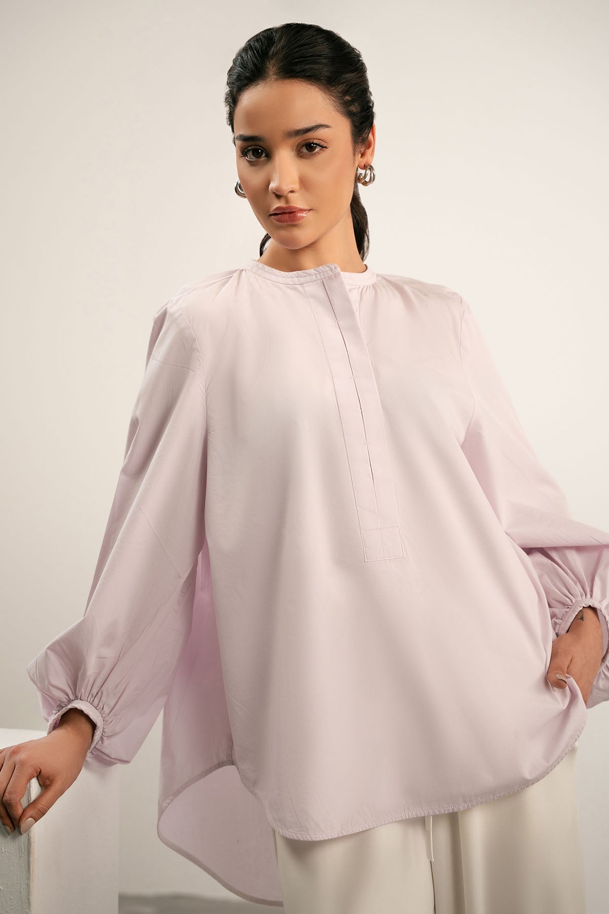 BALLOON SLEEVE POPLIN SHIRT