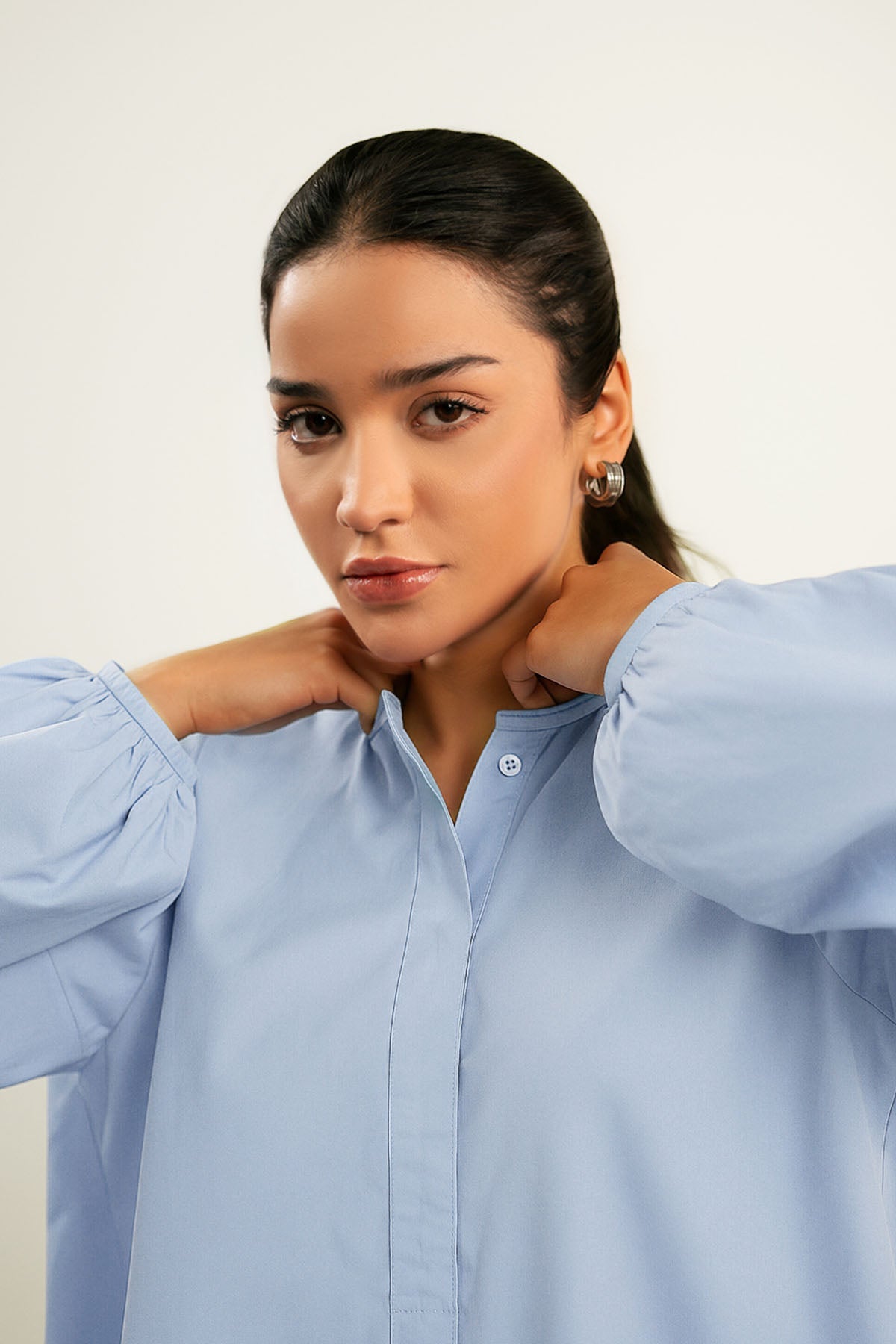 BALLOON SLEEVE POPLIN SHIRT