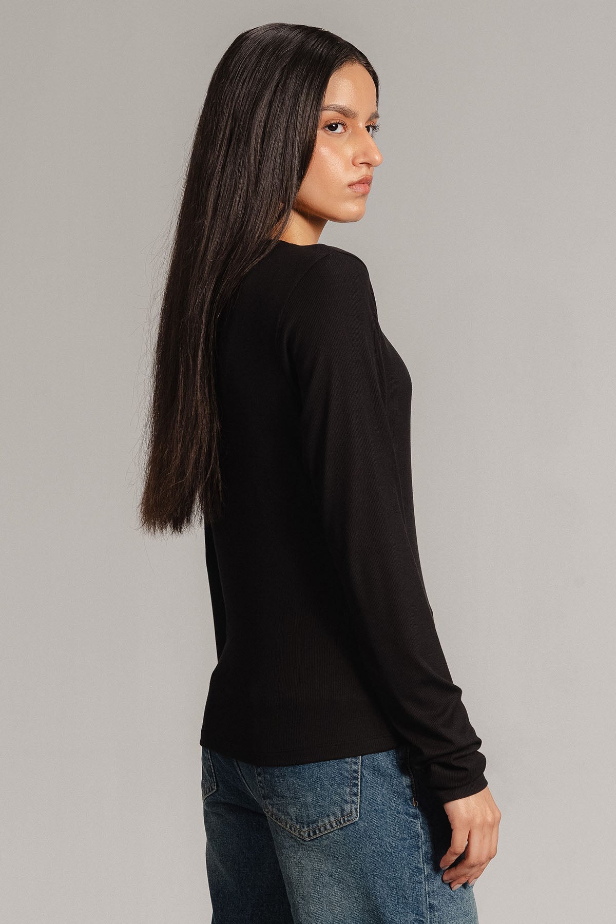LONG SLEEVE RIBBED T-SHIRT