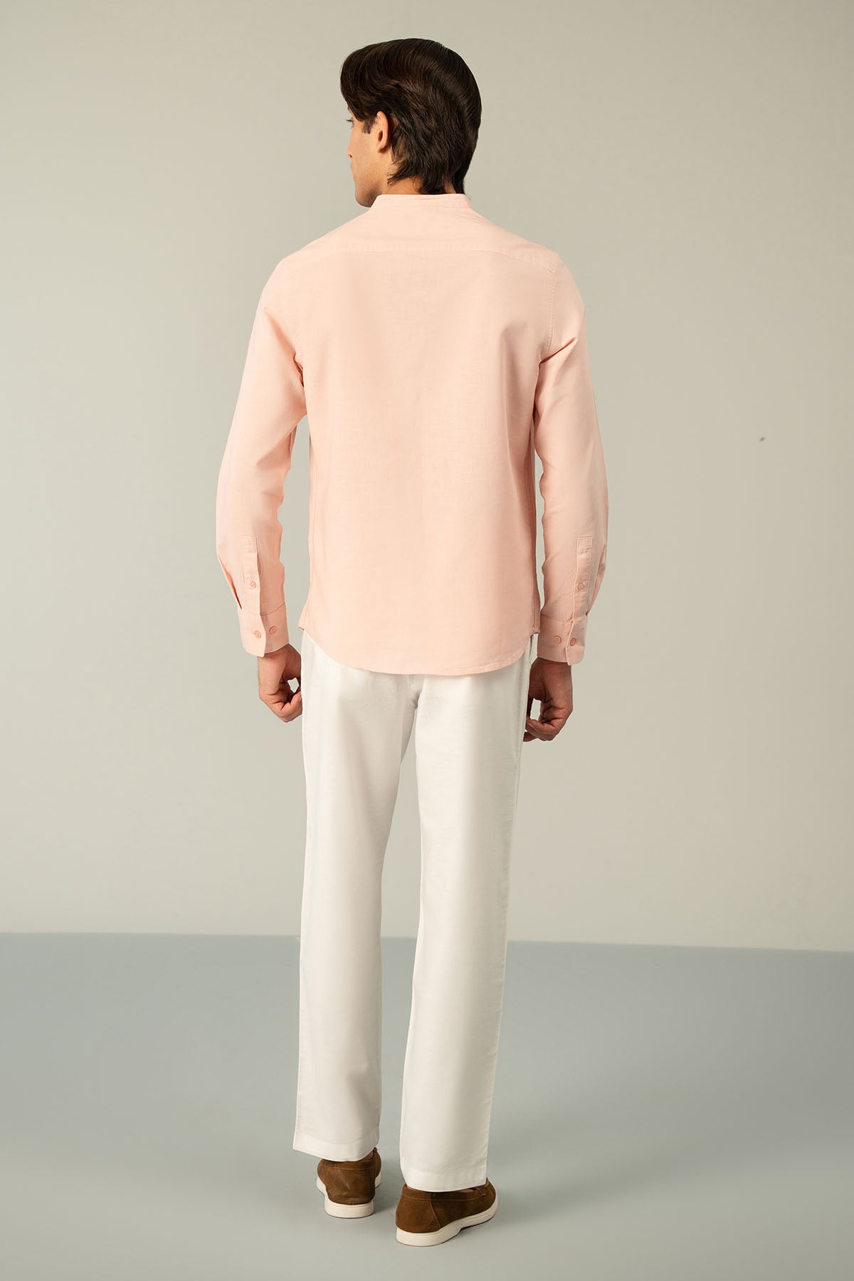 BAND COLLAR LINEN SHIRT