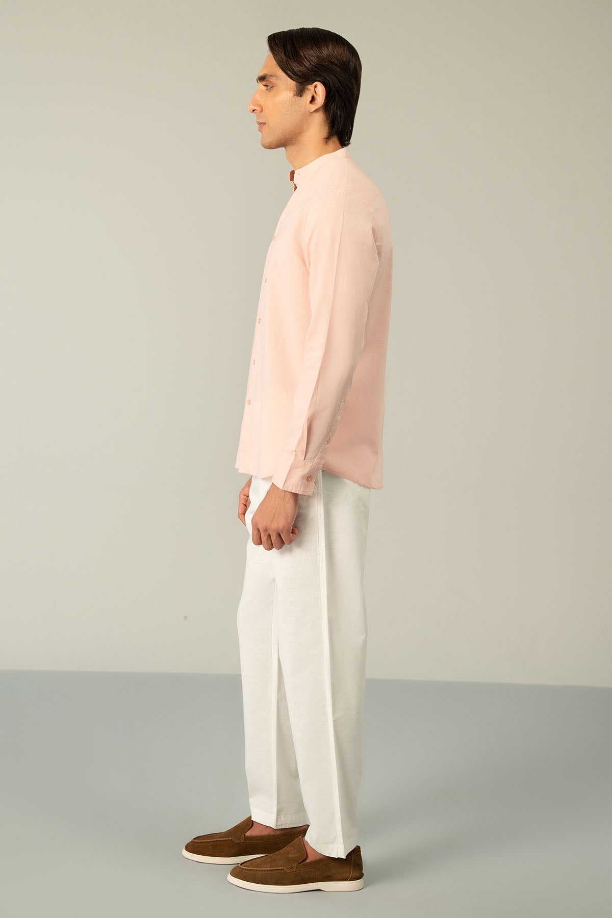 BAND COLLAR LINEN SHIRT