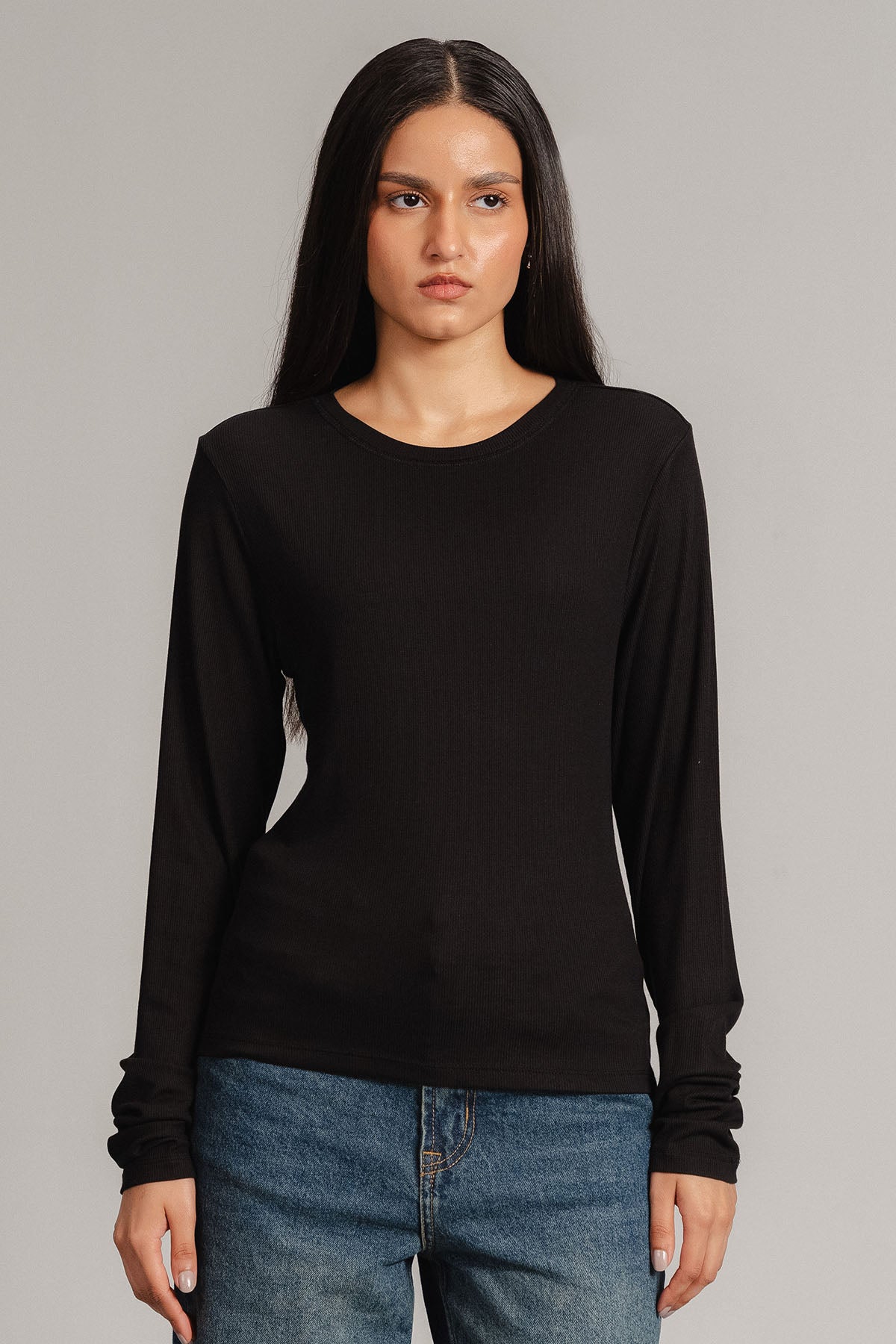 LONG SLEEVE RIBBED T-SHIRT