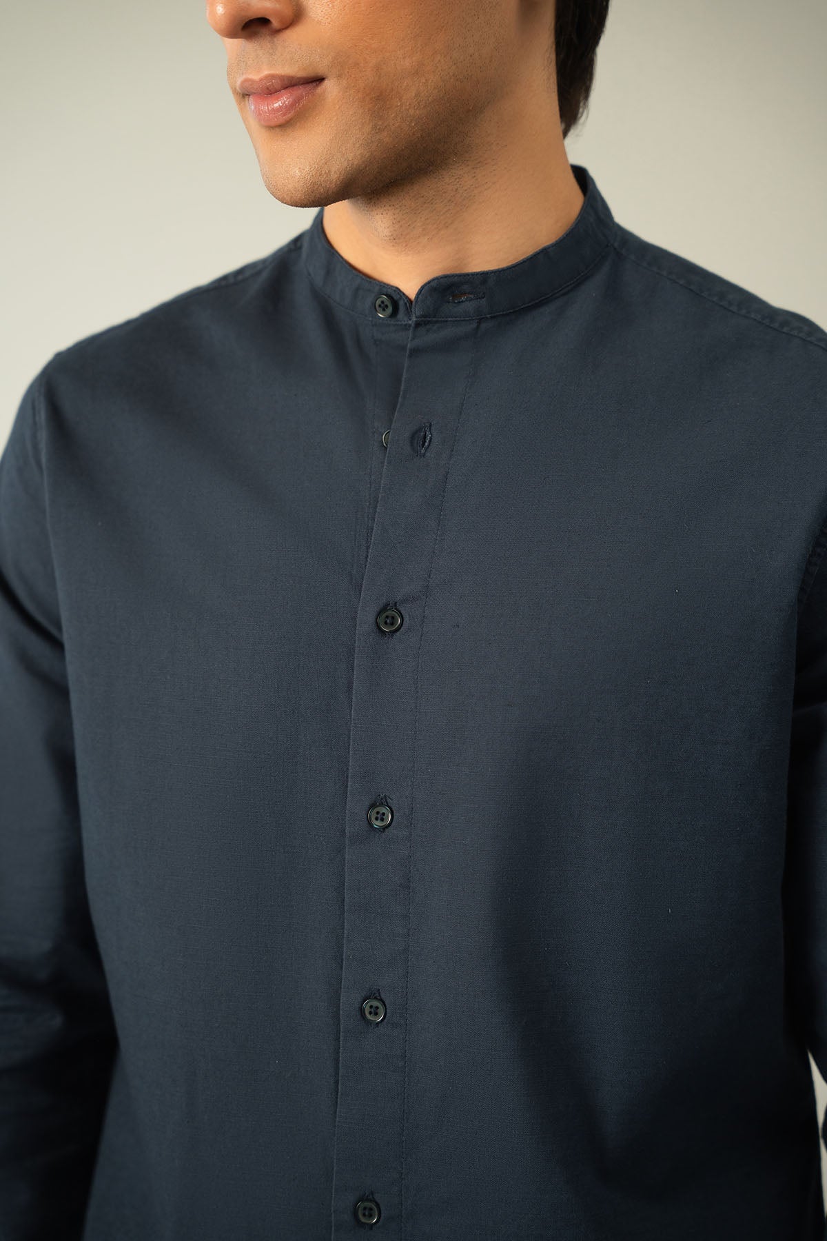 BAND COLLAR LINEN SHIRT