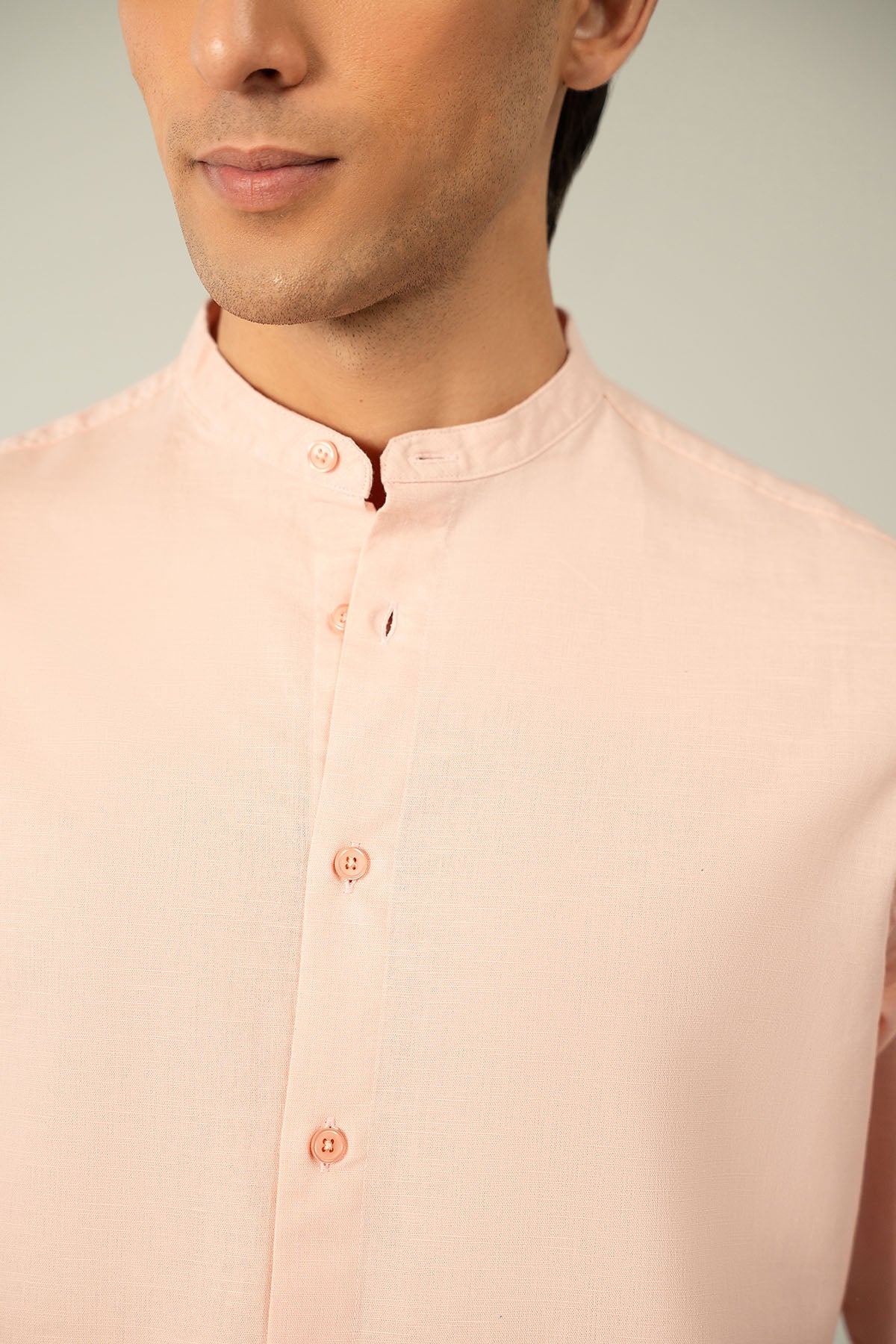 BAND COLLAR LINEN SHIRT