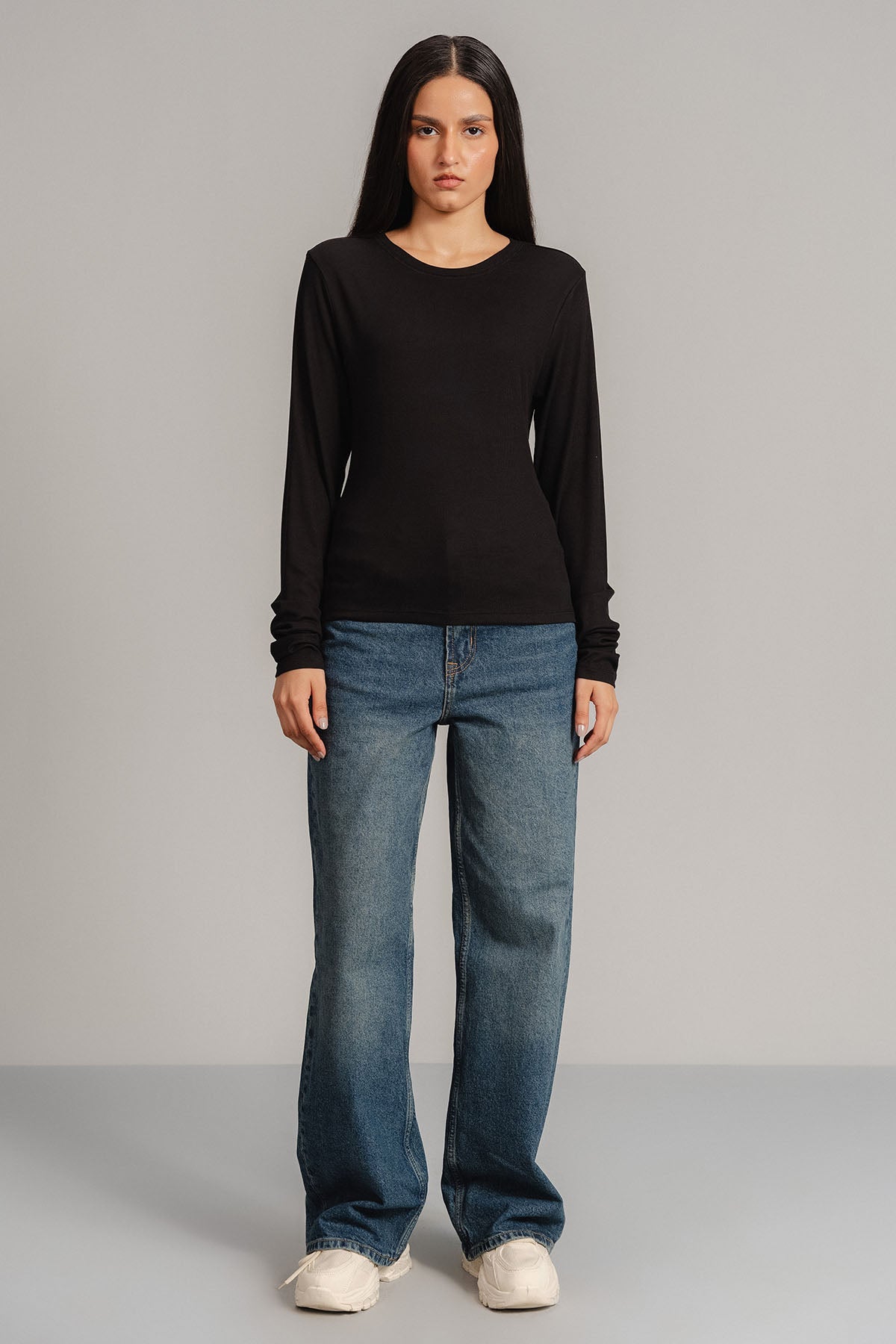 LONG SLEEVE RIBBED T-SHIRT