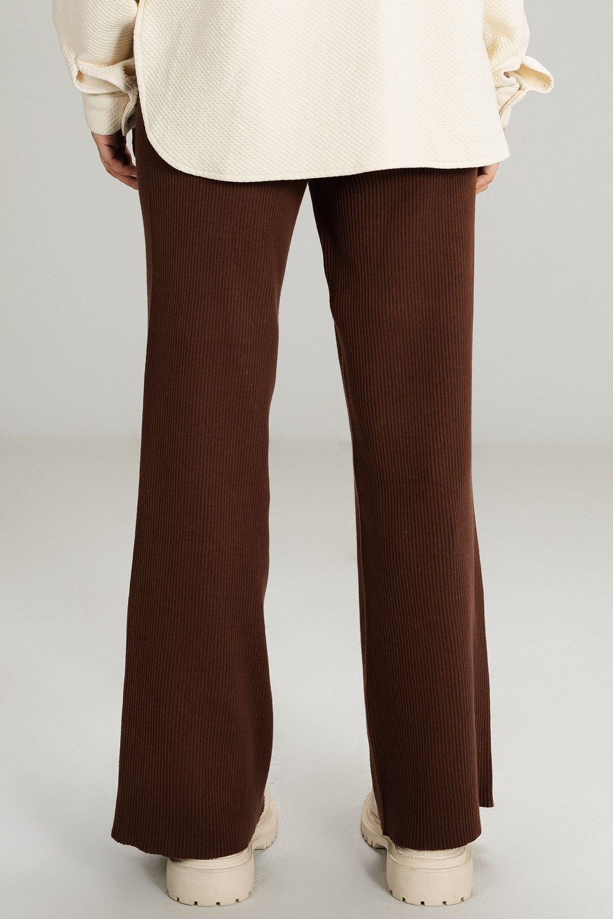 BROWN WIDE LEG PANTS - KNIT WEAR