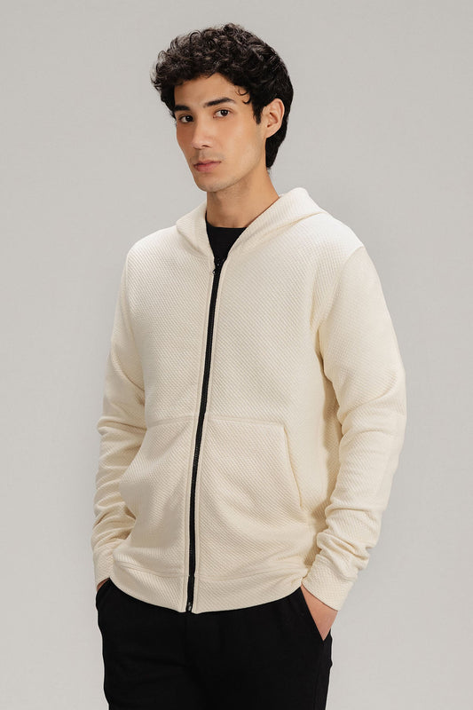 TEXTURED ZIP UP HOODIE
