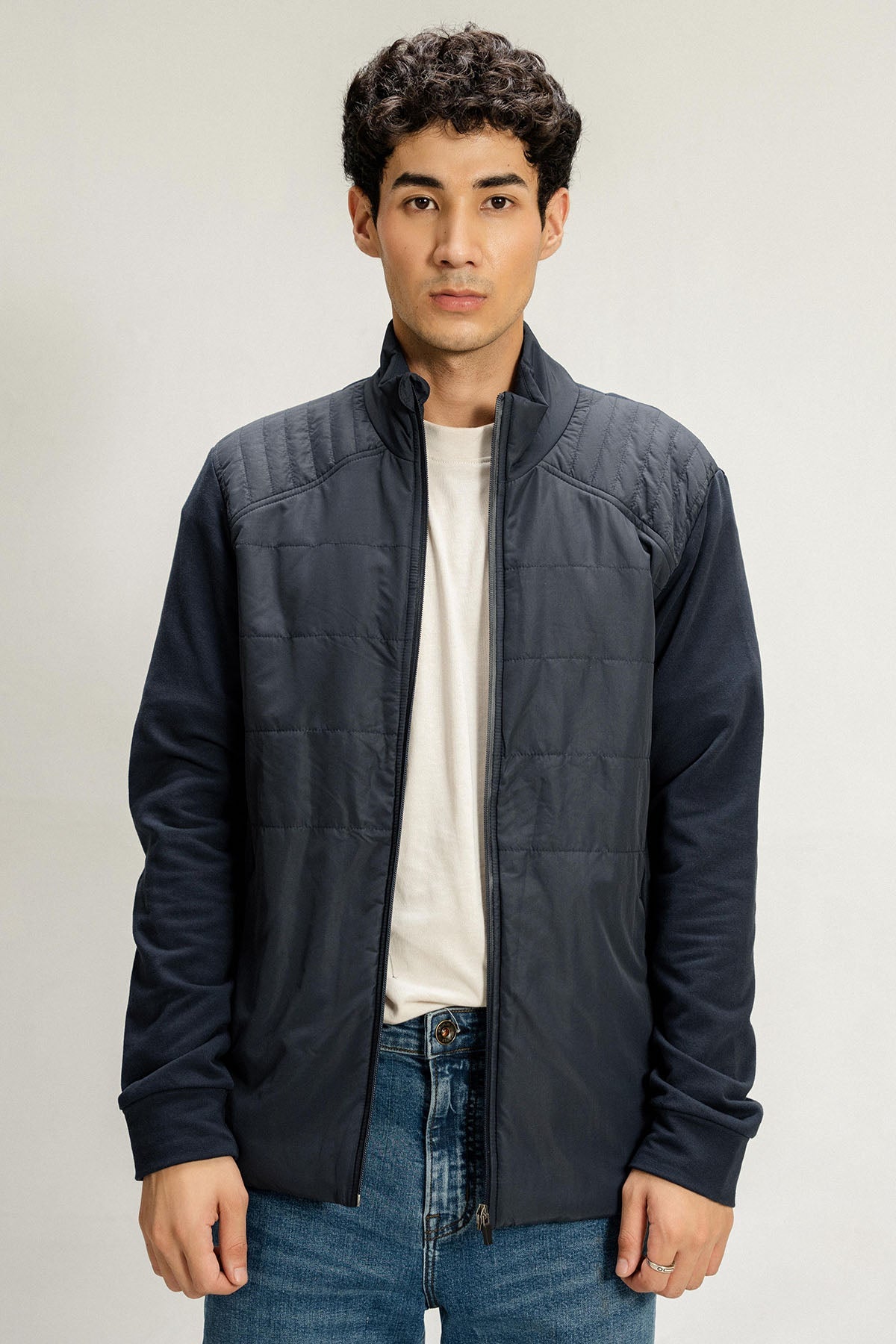 KNIT SLEEVES PUFFER JACKET