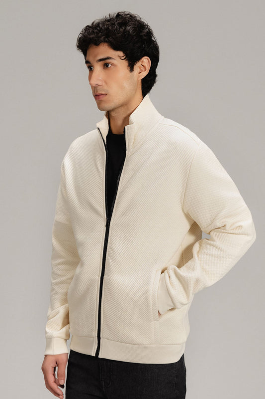 TEXTURED LUXE ZIP UP JACKET