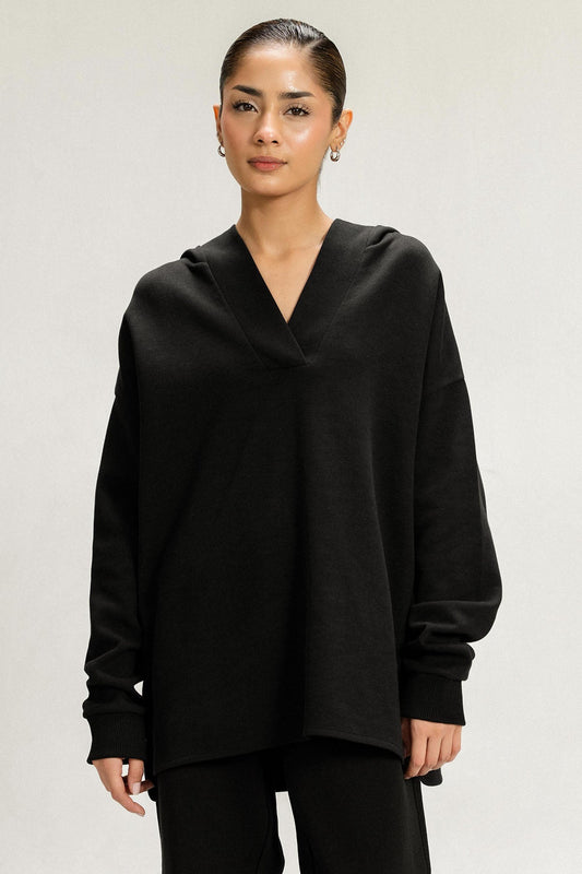 OPEN PLACKET PULLOVER HOODIE