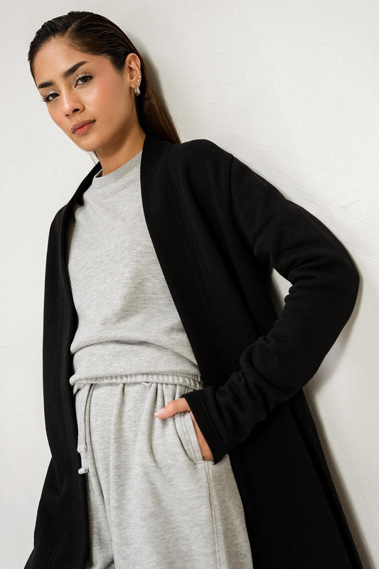 BASIC LONG CARDIGAN - PIMA TERRY