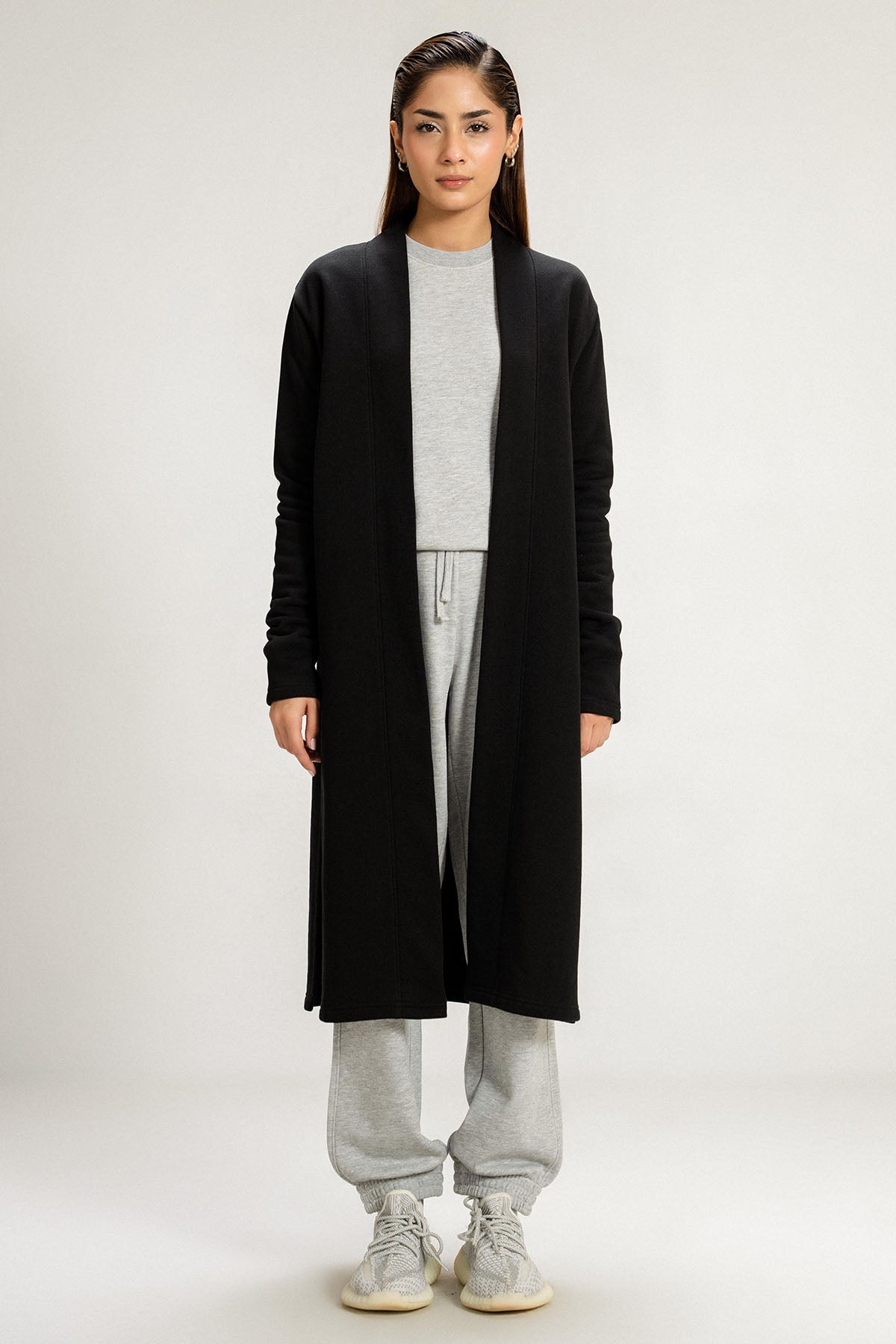 BASIC LONG CARDIGAN - PIMA TERRY