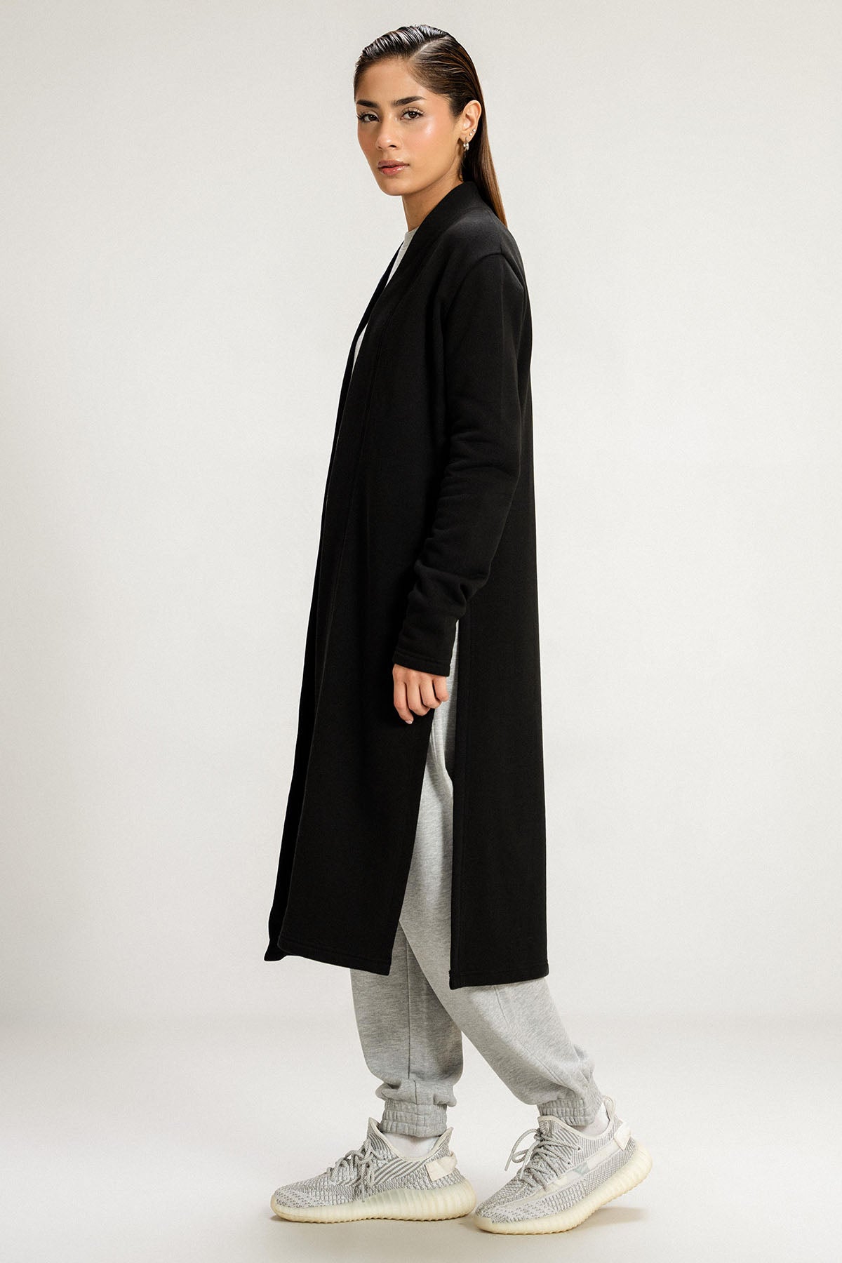 BASIC LONG CARDIGAN - PIMA TERRY