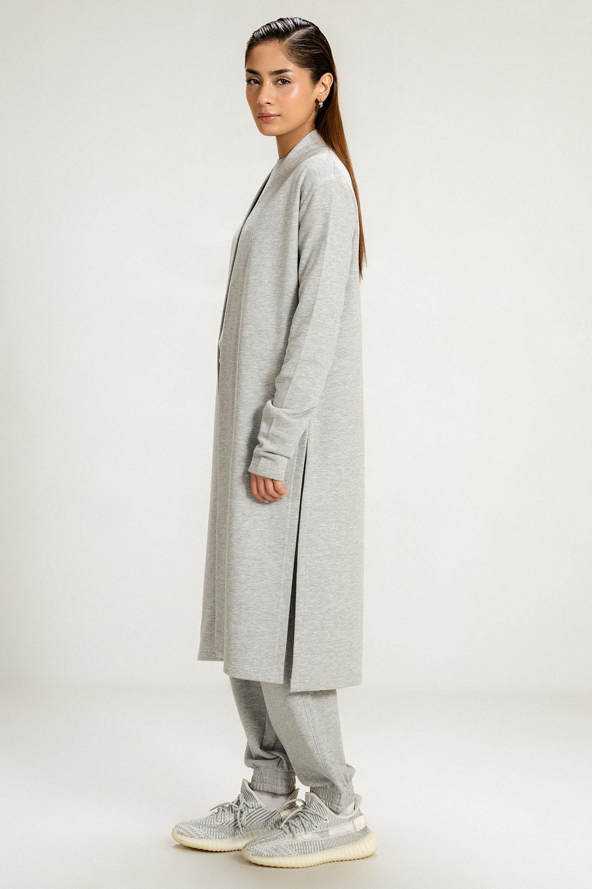 BASIC LONG CARDIGAN - PIMA TERRY