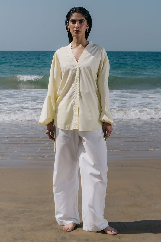 V-NECK POPLIN SHIRT