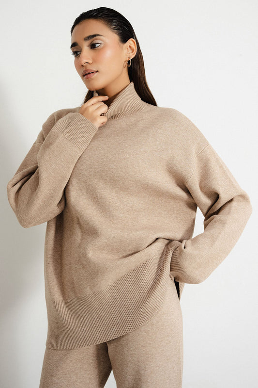 CAMEL CO-ORD SET - KNIT WEAR