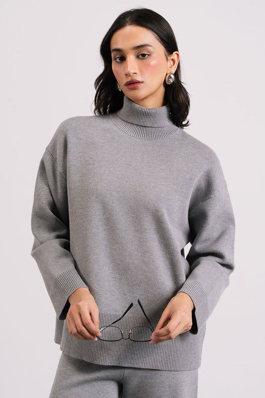 STONE GREY CO-ORD SET - KNIT WEAR