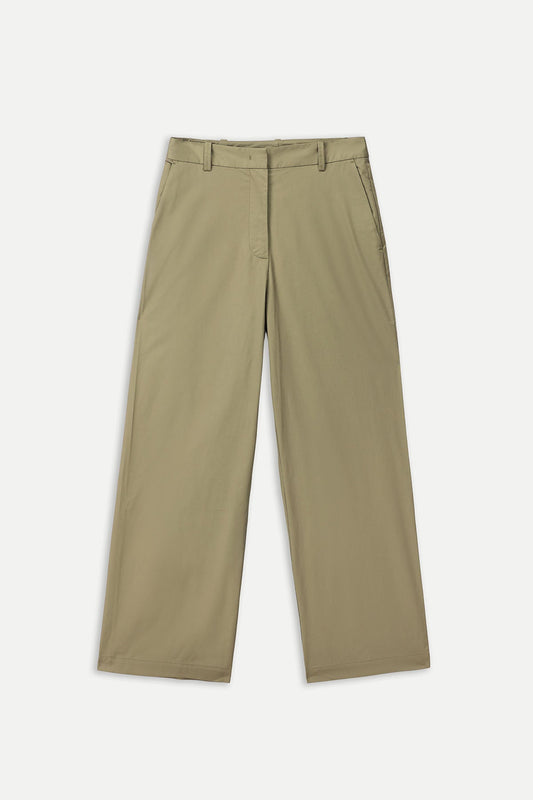 WIDE-LEG TWILL TROUSERS