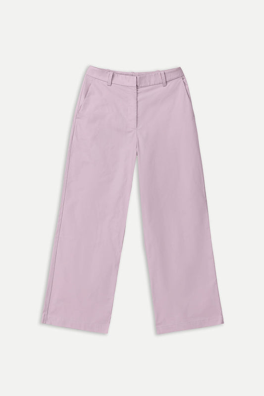 WIDE-LEG TWILL TROUSERS