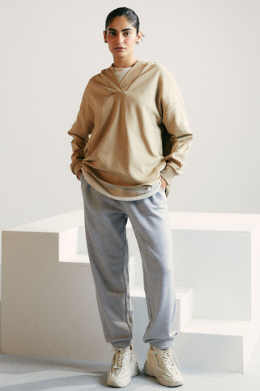 OPEN PLACKET PULLOVER HOODIE