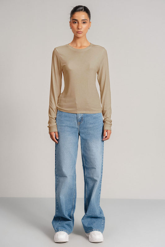 LONG SLEEVE RIBBED T-SHIRT