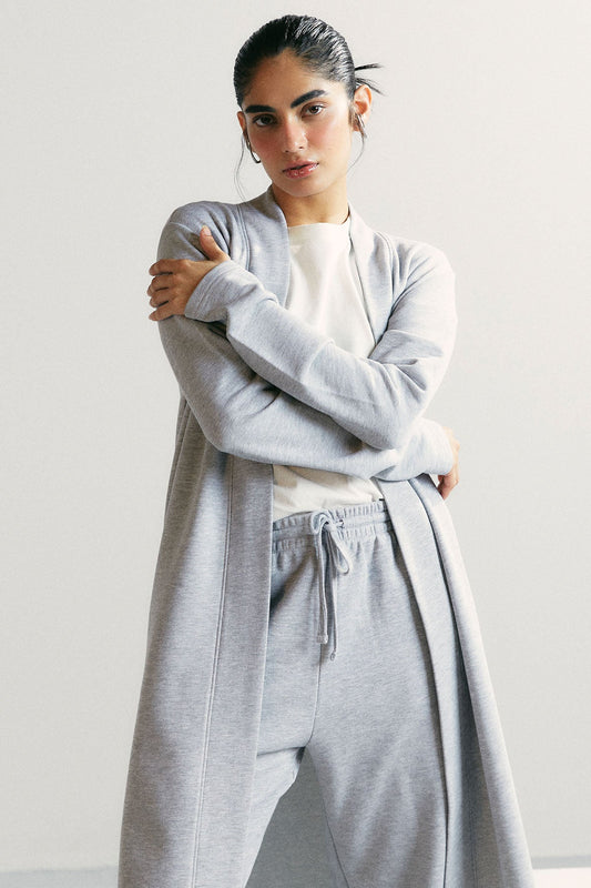BASIC LONG CARDIGAN - PIMA TERRY