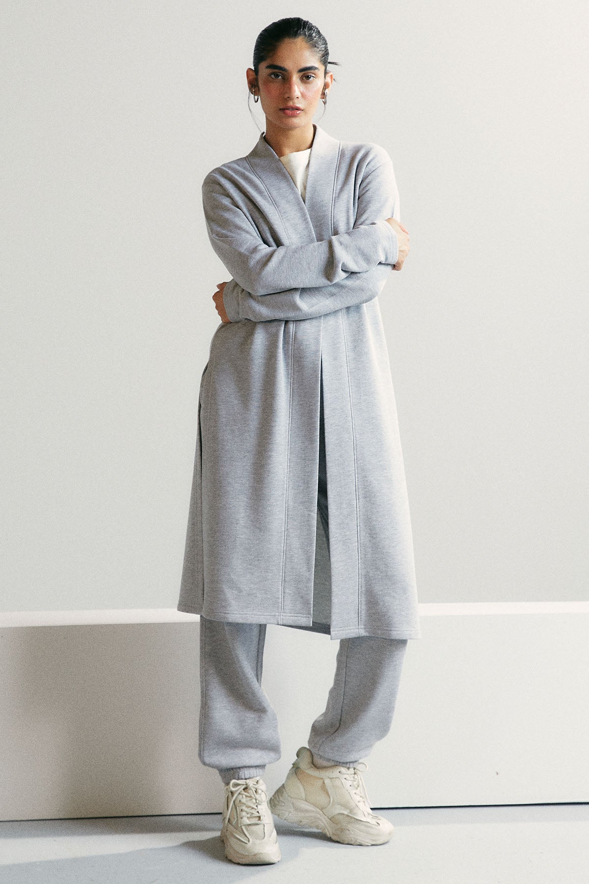 BASIC LONG CARDIGAN - PIMA TERRY