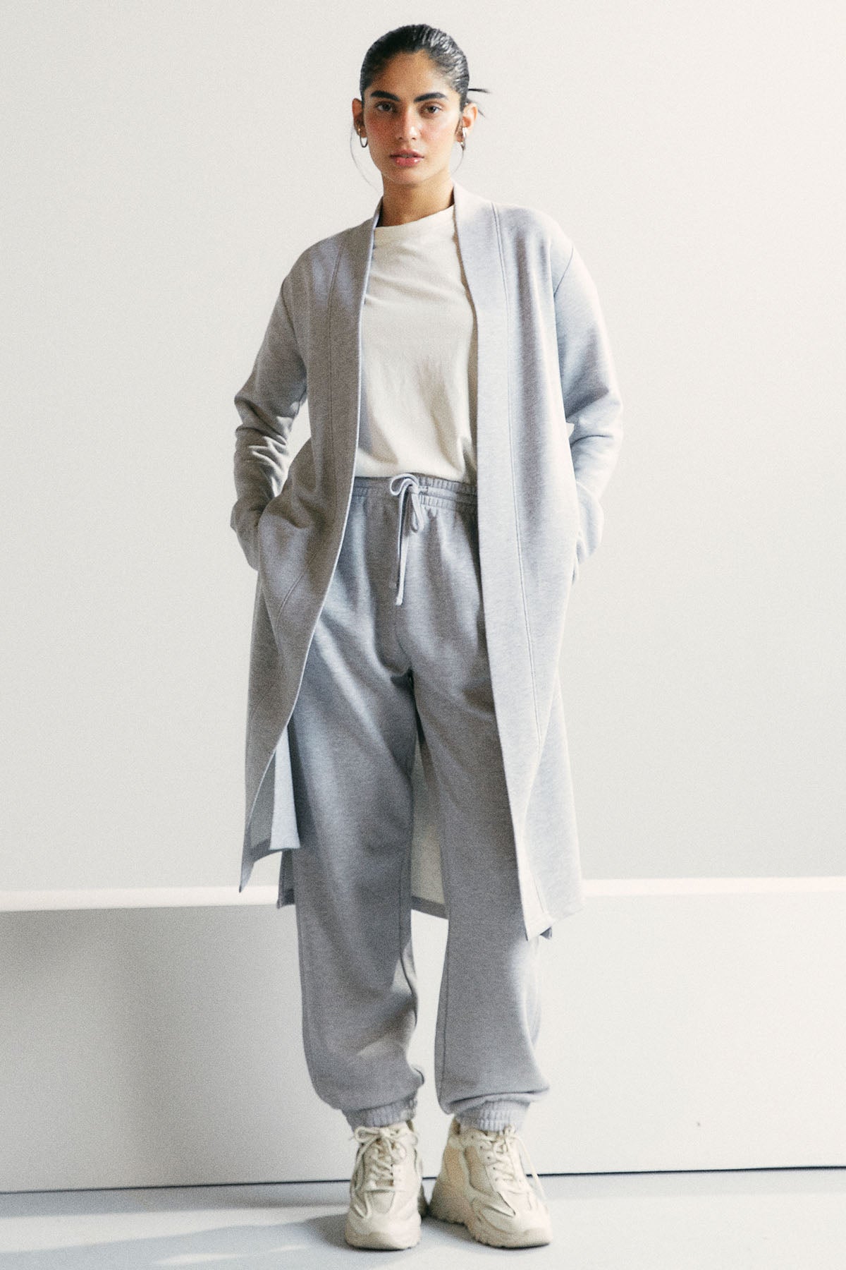 BASIC LONG CARDIGAN - PIMA TERRY