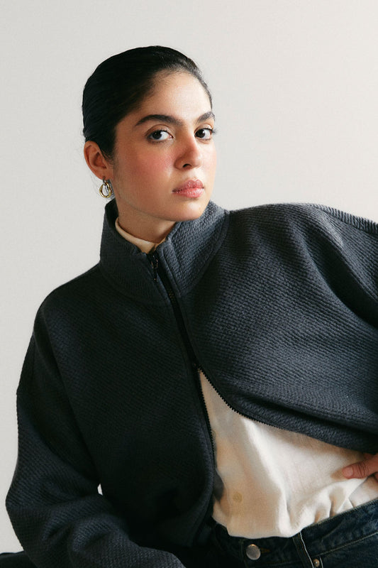 TEXTURED-LUXE ZIP UP JACKET