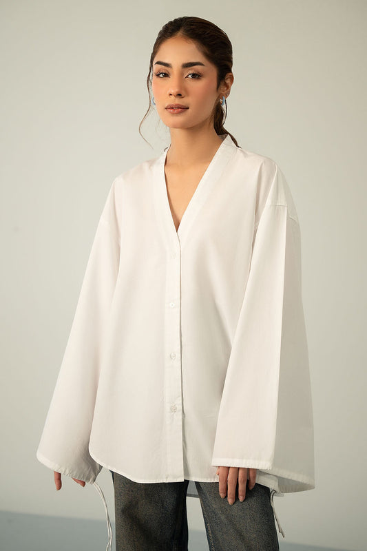 V-NECK POPLIN SHIRT