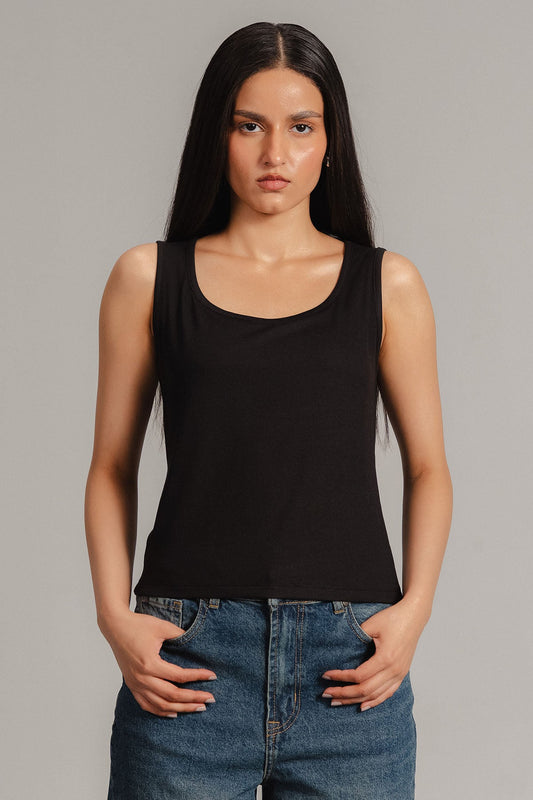 RIBBED ROUND NECK TANK TOP