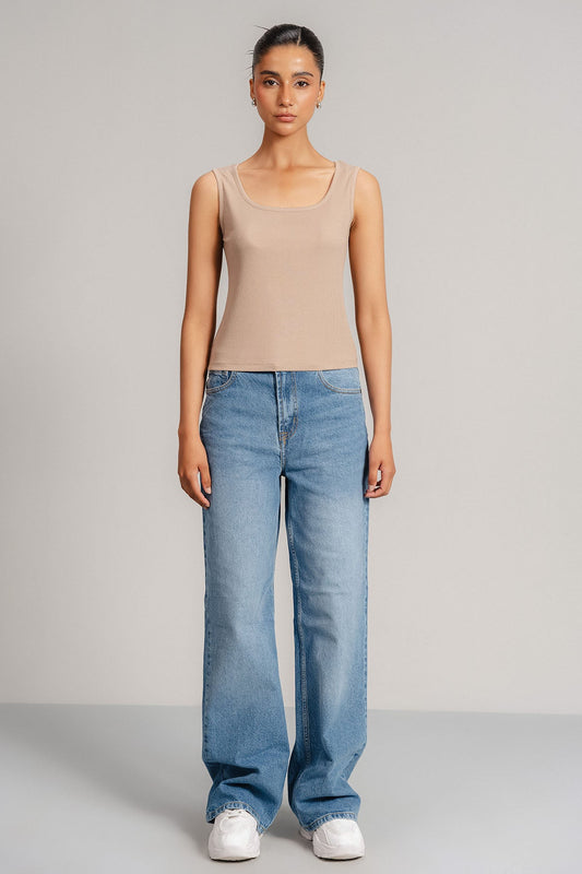 RIBBED ROUND NECK TANK TOP